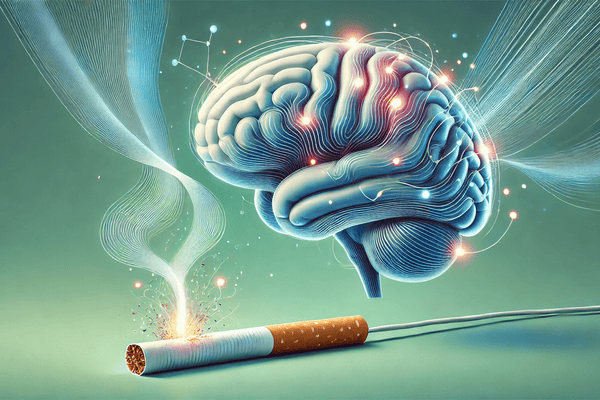 "Transcranial Magnetic Stimulation (TMS) for Smoking Cessation." It captures the essence of innovation and hope, with an abstract depiction of brain stimulation and smoking cessation. Let me know if you need any adjustments!